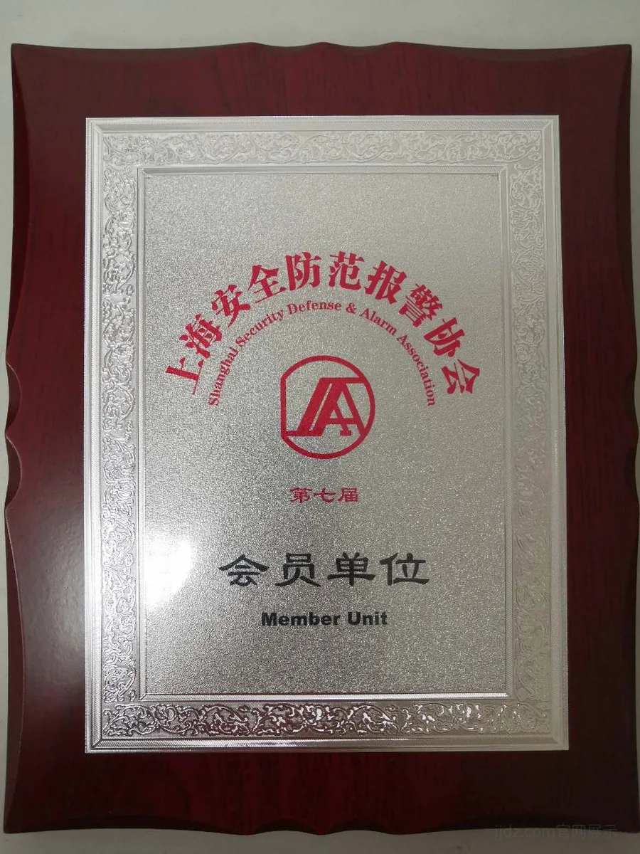 Shanghai Security and Protection Industry Association membership plaque
